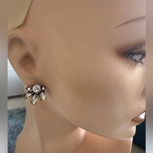 Crystal Rhinestone Stud Earrings Gold Tone Cluster Bridal Wedding Elegant NEW